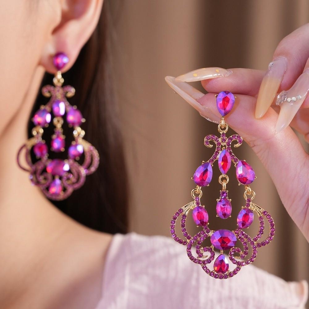Exaggerated Rhinestone Drop Earrings Exquisite Statement Earrings  Anniversary