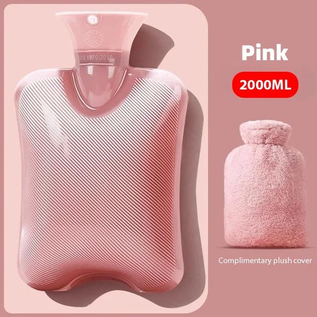 1L/2L Hot Water Bag Soft Plush Warm Water Bag Pouch Faux Rabbit Fur PVC Hot Water Bottle Neck Shoulder Back Hand Legs Waist