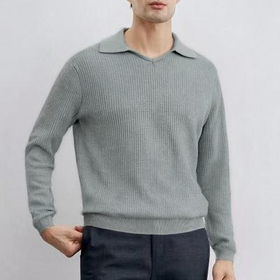 Men's Polo Collar Loose Knitwear Sweater - Autumn/Winter Cozy Long Sleeve Casual Top