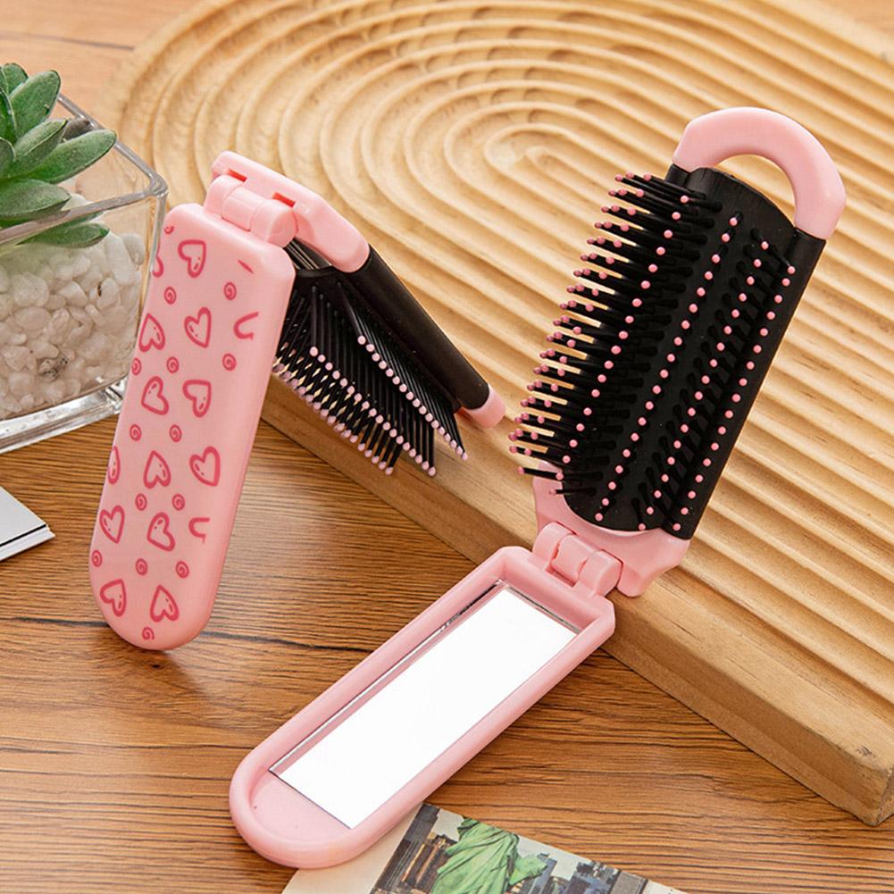 Plastic Folding Comb Portable Makeup Mirror Comb Foldable Massag Girl Bangs Fashionable Convenient Carry On Bag Comb