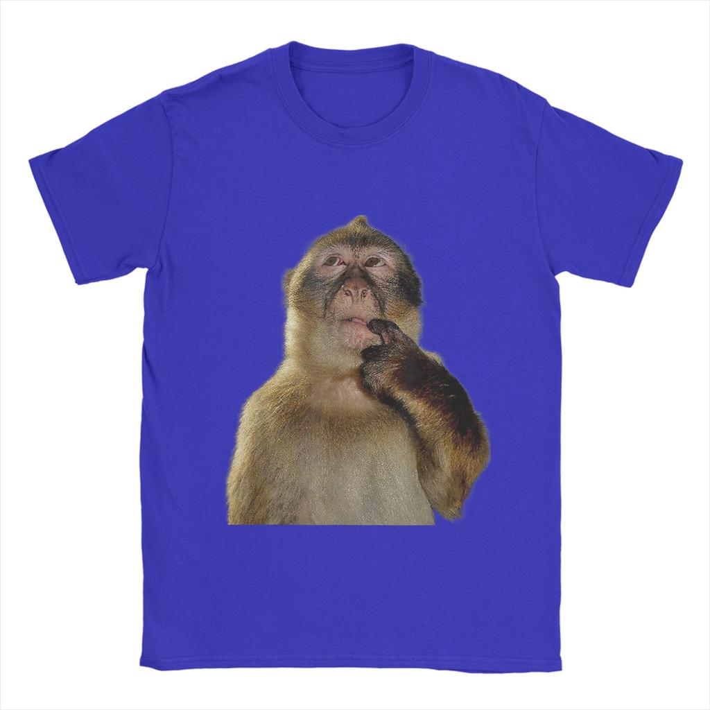 Thinking Monkey Meme 100% Cotton T-Shirt For Men Summer  Y2K Funny T-Shirts O-Neck Harajuku Tees Oversized Hot Sale Tops