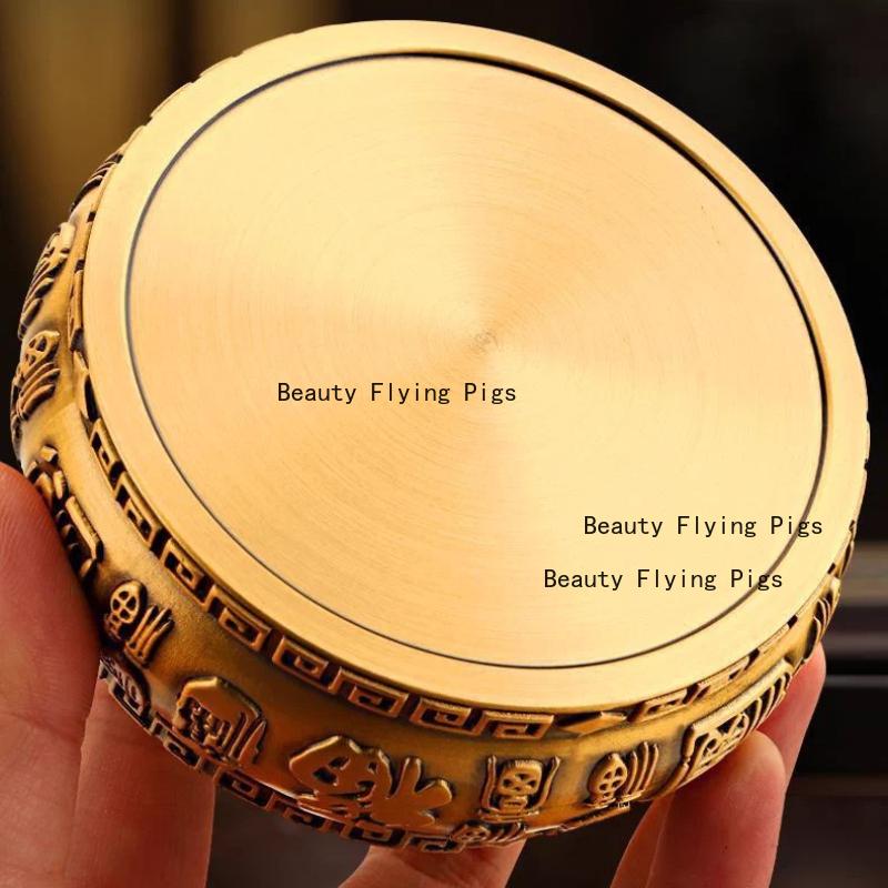 1pc Metal Ashtray Flat Bottomed Ashtray with Lid Desktop Ornament Buddhist Temple Utensils Incense Burner Home Decoration