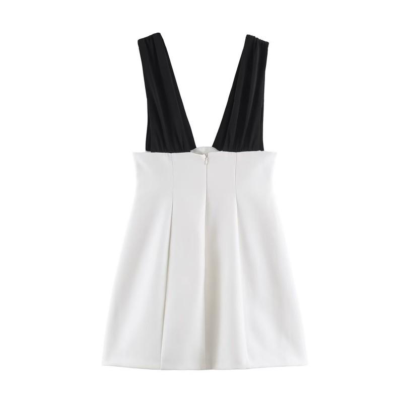 Womens 2026 Sleeveless Mini Dress Color Block Patchwork Casual Loose Straight