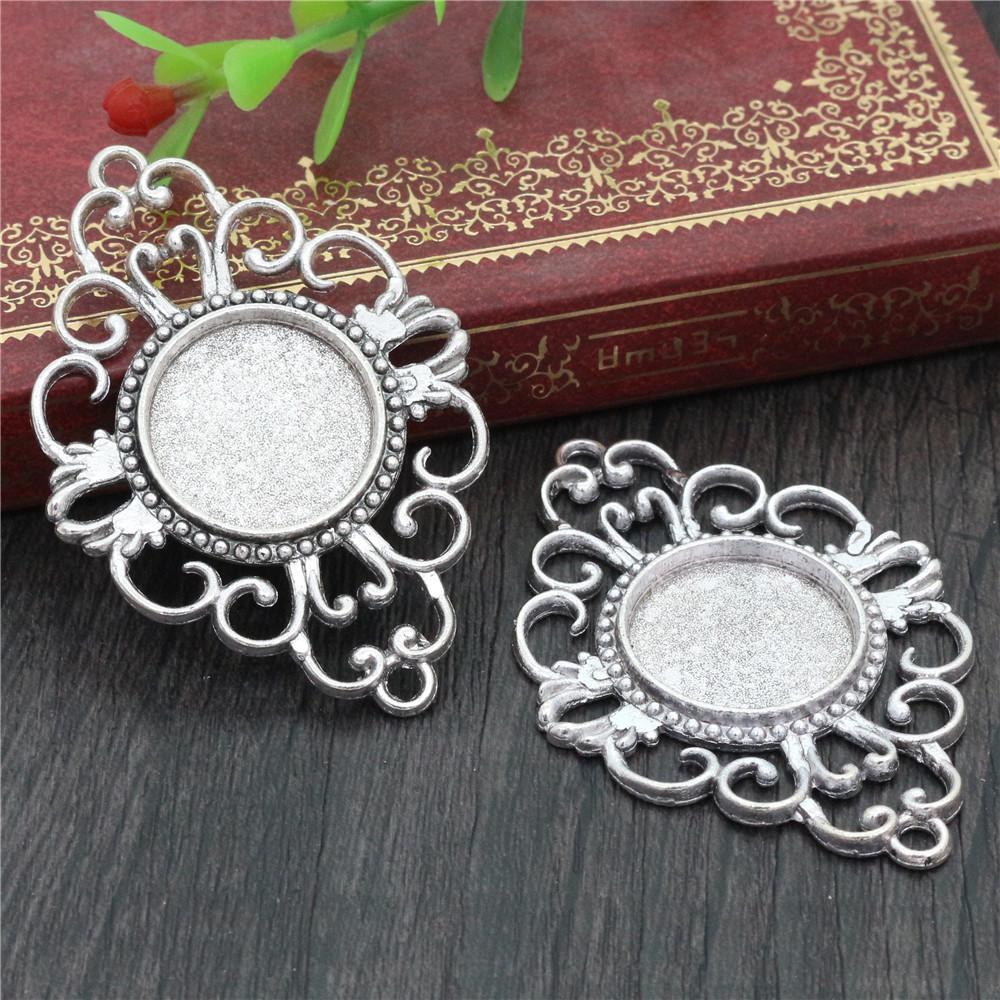 10pcs 18mm Inner Size Alloy Pendant Cabochons Blank Base Setting Bezel Tray DIY Jewelry Making Accessories Findings for Necklace