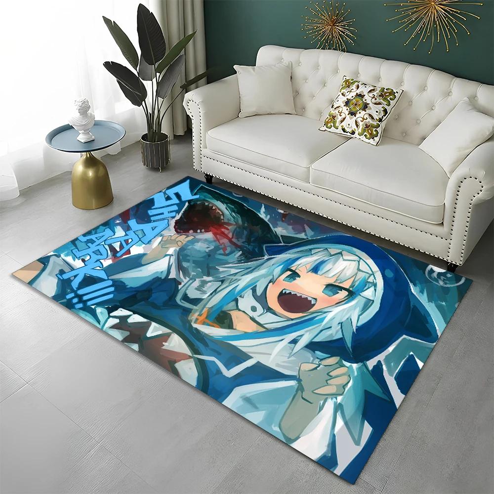 3D Cute Gawr Gura Hololive Cartoon Carpet Rug for Home Living Room Bedroom Sofa Doormat Decor,kids Area Rug Non-slip Floor Mat