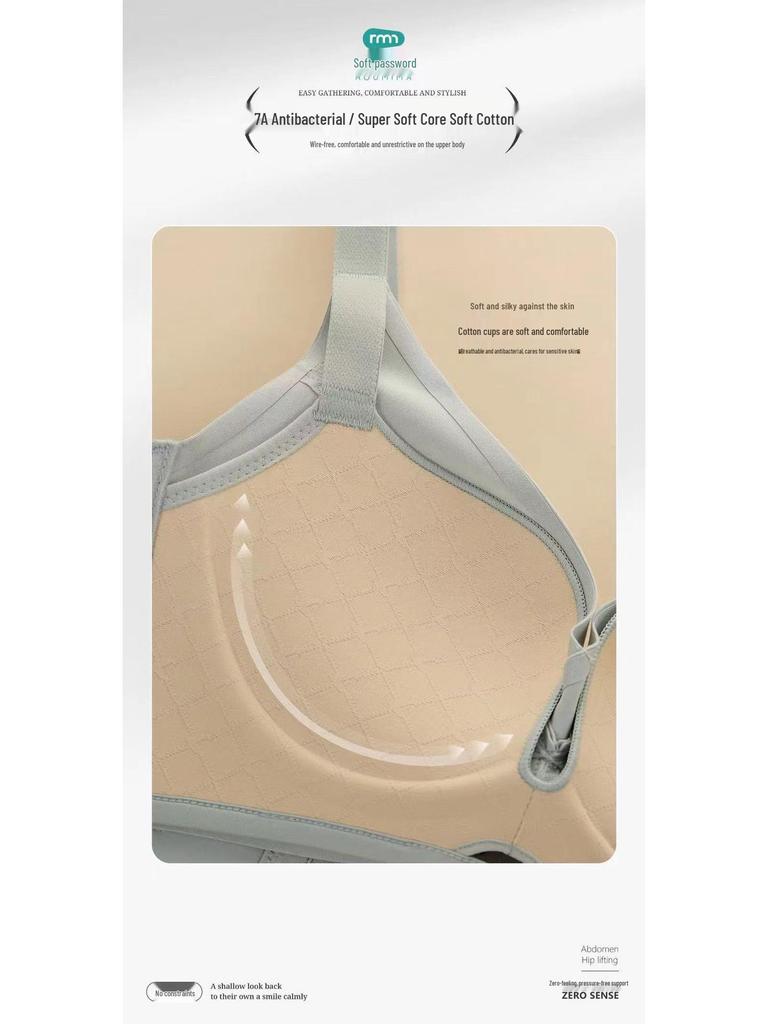 Medium Thickness Wireless Smooth Surface Bra for Small Bust Enhancement - Soft, Breathable, Antibacterial, Pure Color, Versatile Design