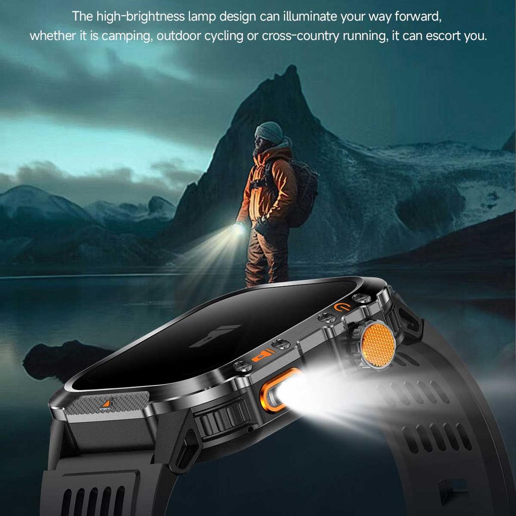 Vojenské chytré hodinky s vestavěným GPS, kompasem, výškoměrem, vodotěsností 3ATM IP69K, AMOLED displejem, Bluetooth voláním, 2,01" chytré hodinky pro Android a iOS