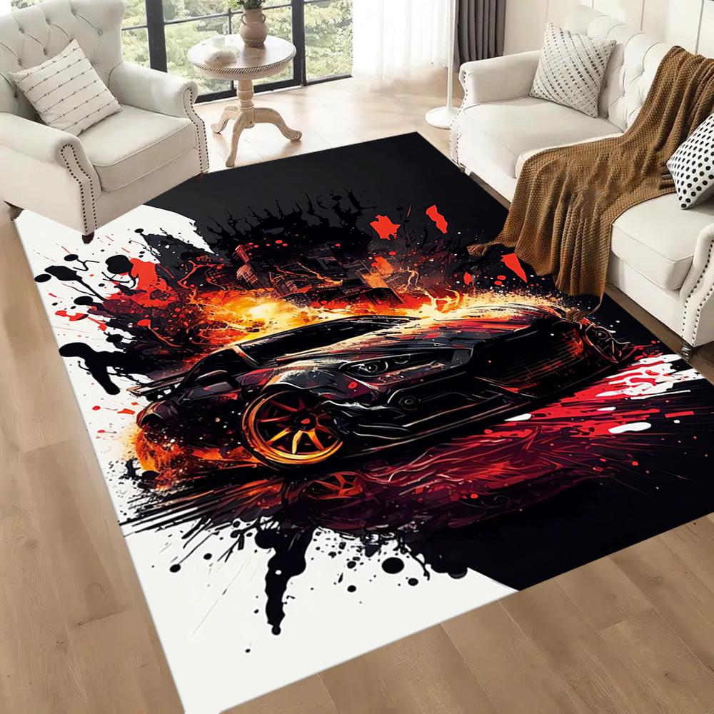 Neon Retro Car Night Drive Floor Mats for Living Room, Bedroom and Room Decoration Are Suitable for Gifts.