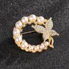 High-End Pearl & Rhinestone Butterfly Brooch for Women's Fashion Suits and Scarves