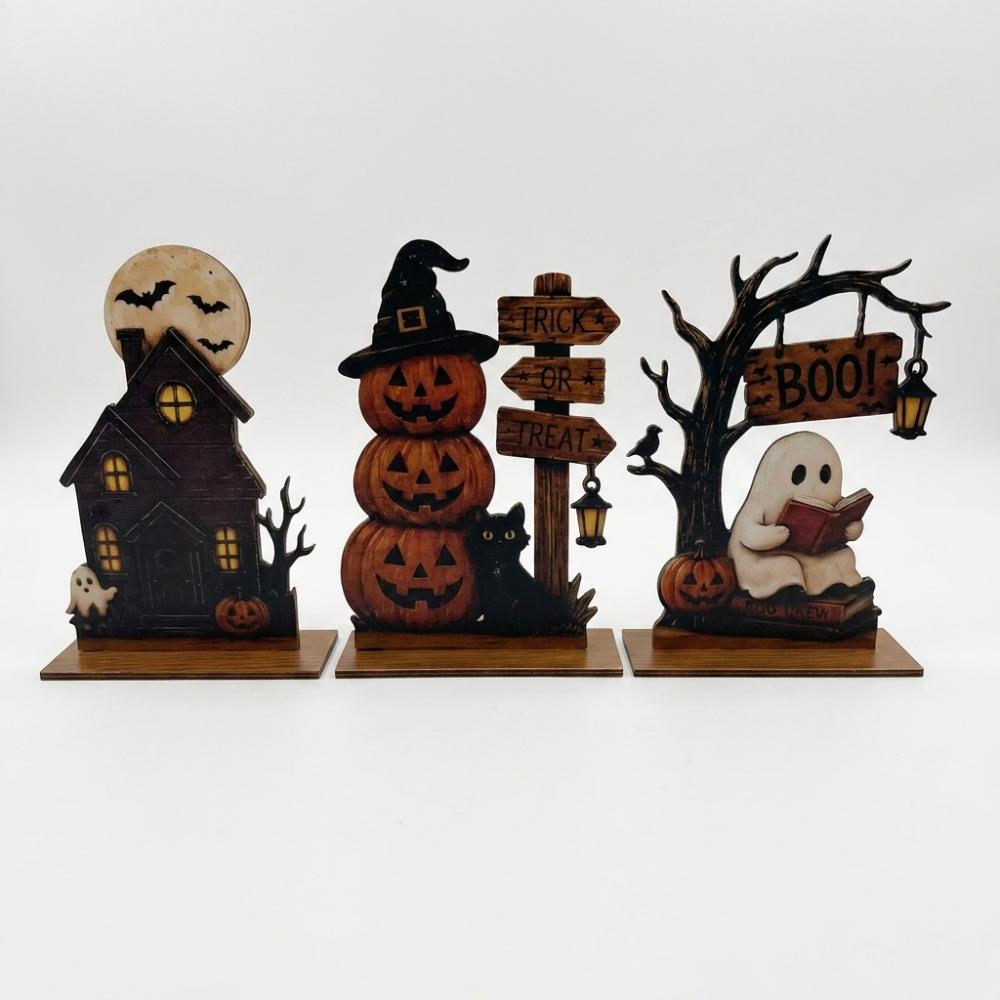 2D Flat Ghost Pumpkin Standing Sign Trick or Treat Haunted House Statue Holiday Party
