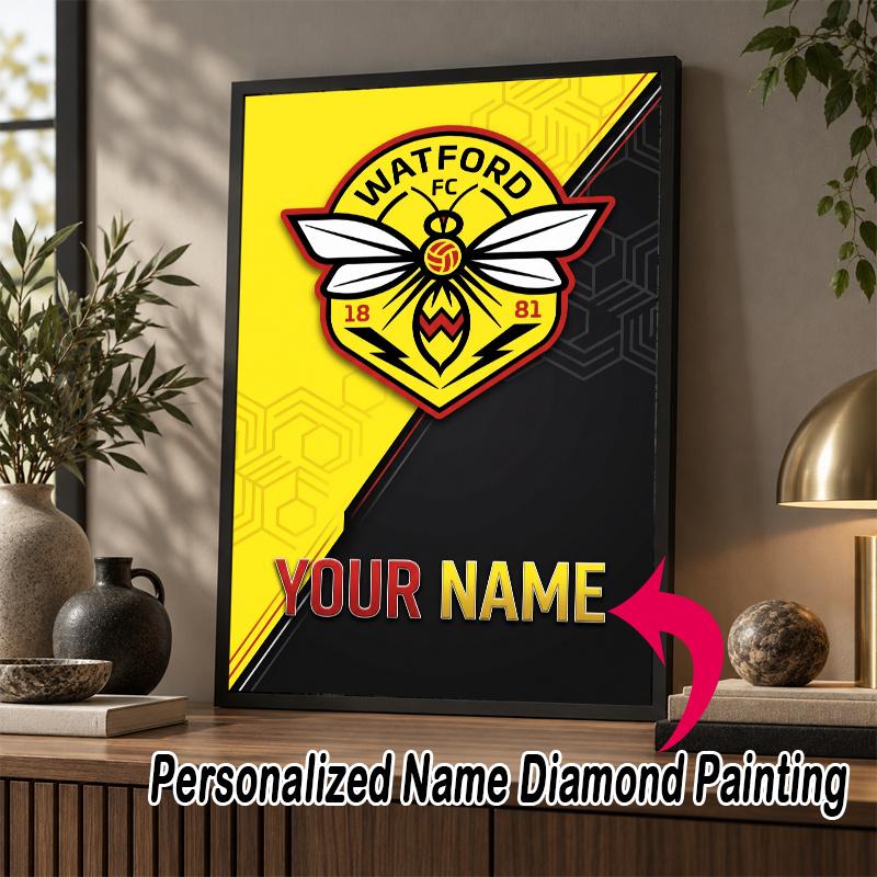 Custom Name Watford FC 5D Diamond Painting Personalized Full Drill Diamond Art Kit Gift