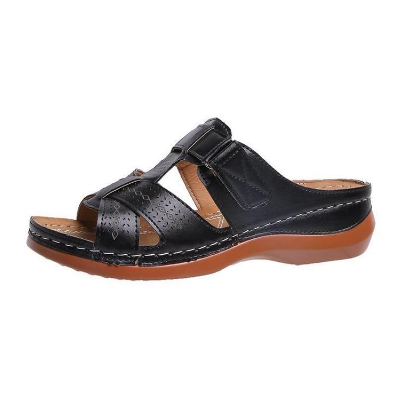 Outer Women's Shoes Sandals Fashionable European and American Retro Solid Color Platform Slippers Women's Sandals