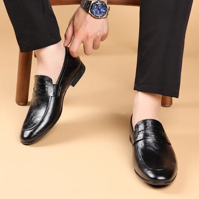 2025 High -Quality Men's Solid -Color Leather Loafers Classic And Elegant Wedding Shoe Comfortable And Anti -Slip Business Shoes