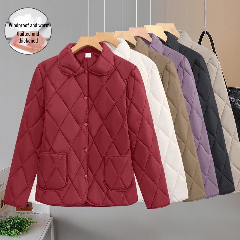 Chun Ya Fang Women's Lightweight Cotton Jacket - Stylish, Loose, Quilted Design, Solid Color, Short Outerwear.