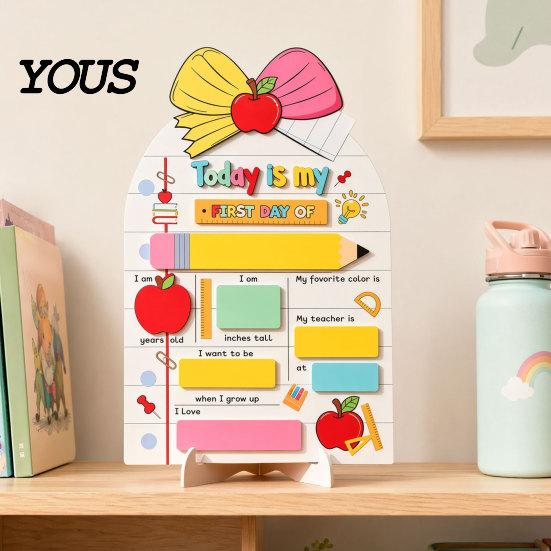 Reusable School Board Personalized First Day of Wooden Sign, Erasable Back to Sign Board, Cute Classroom Decor, Keepsake Memory Tracker