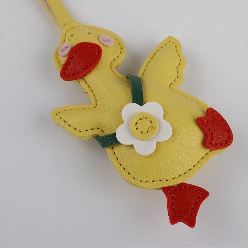 Cute Cartoon Duck Bag Charm High Quality Cute Leather Charm Bag Keyring Backpack Decoration Accessories Gifts