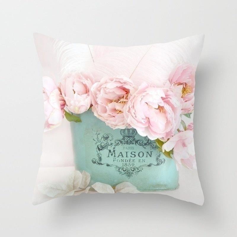 1PC New Retro Realism Rose Flower Series Printed Single Side Pillow Cover Car Cushion Cover Sofa Living Room Bedroom Pillow Cover  (No Pillow Inner)