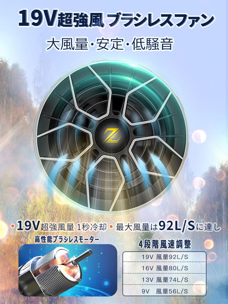 19V 22000mAh High Long Sleeve Jacket Set with Large Air Waterproof and Shading Heat Stroke Fan Work Safety Suitable for Outdoor Unisex [ZIRAIFEN] Fan,