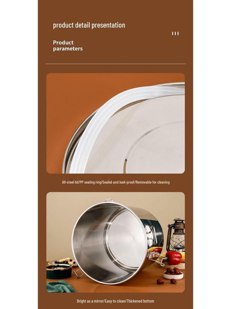 Stainless Steel Sealing Bucket: Insect & Moisture-Proof Rice and Soup Container