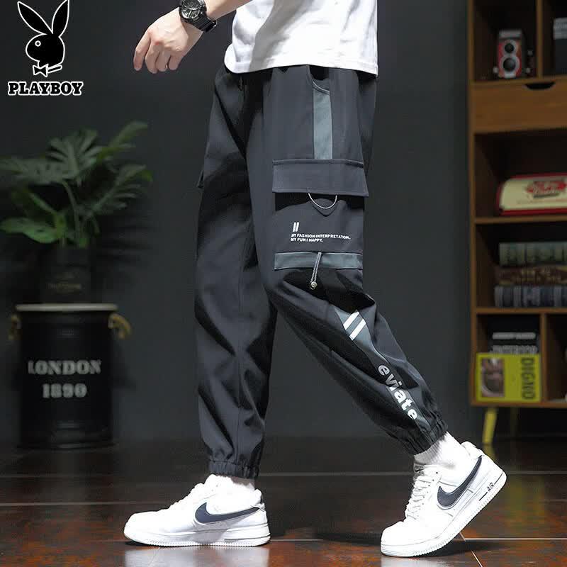 PLAYBOY Men's Loose Fit Cargo Jogger Pants
