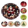 Christmas Floor Mat Round Santa Claus Xmas Area Rug Anti-Slip Absorbent Gingerbread Man Carpet for Festive Home Entrance Living Room Decor