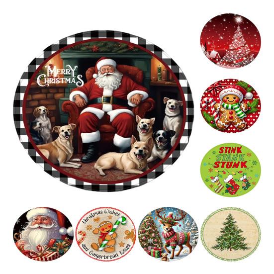 Christmas Floor Mat Round Santa Claus Xmas Area Rug Anti-Slip Absorbent Gingerbread Man Carpet for Festive Home Entrance Living Room Decor