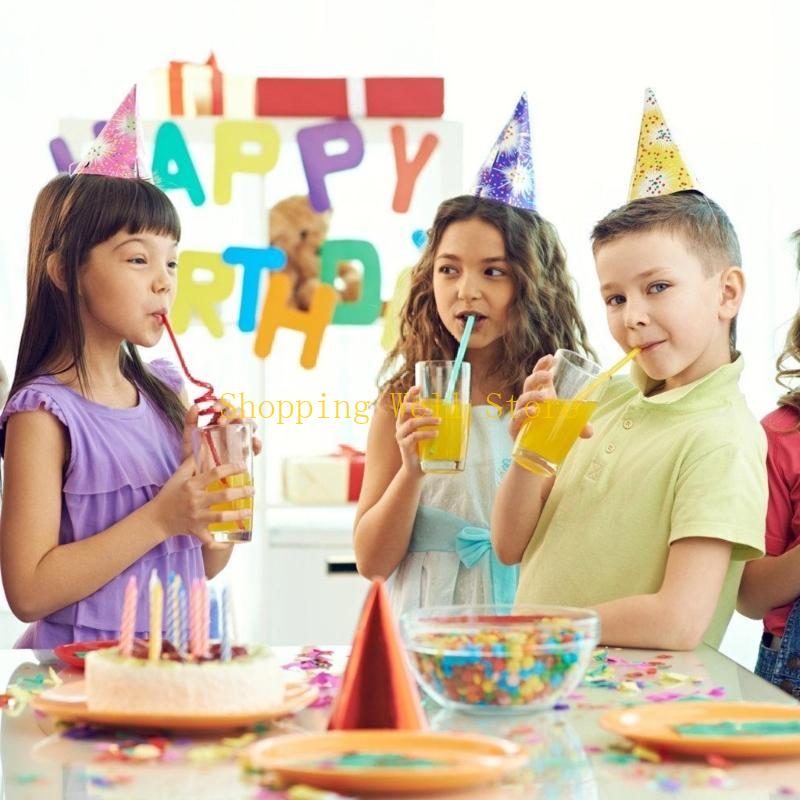 KX4B 100 Count Party Straw Colorful Straw Bendable Straw Drinking Straw Throwaway Straw Drinking Tube for Various Occasion