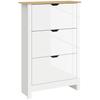 Slim Shoe Cabinet Narrow Shoe Cupboard With 3 Flip Drawers Adjustable Shelves For 18 Pairs Of Shoes High Gloss White