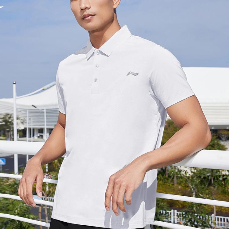 Li Ning Plain Color Breathable Short Sleeve Polo Shirt Men tops White APLT197-1
