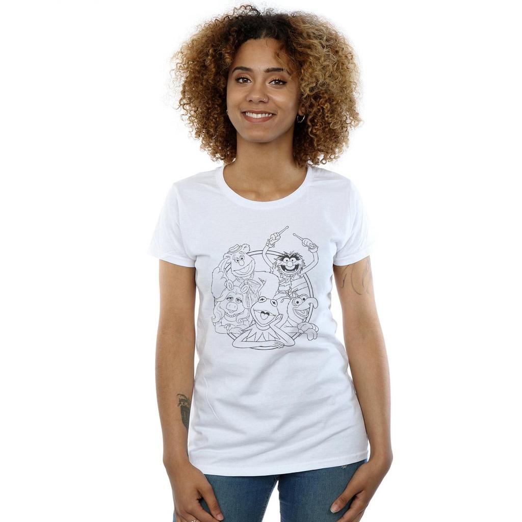 Disney Womens/Ladies The Muppets Group Line Art Cotton T-Shirt