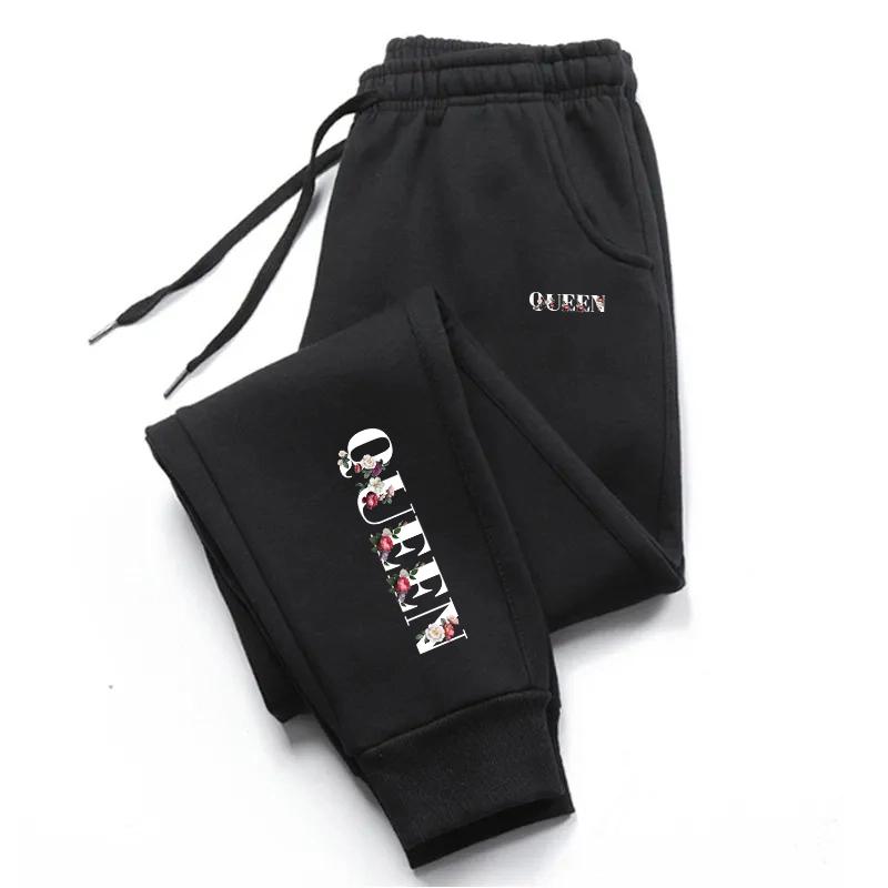 

QUEEN Letter Printing Pants Women s Sports Pants for Outdoor Daily Leisure Simple Multifunctional Harajuku Sports Jogging Pants S чорний