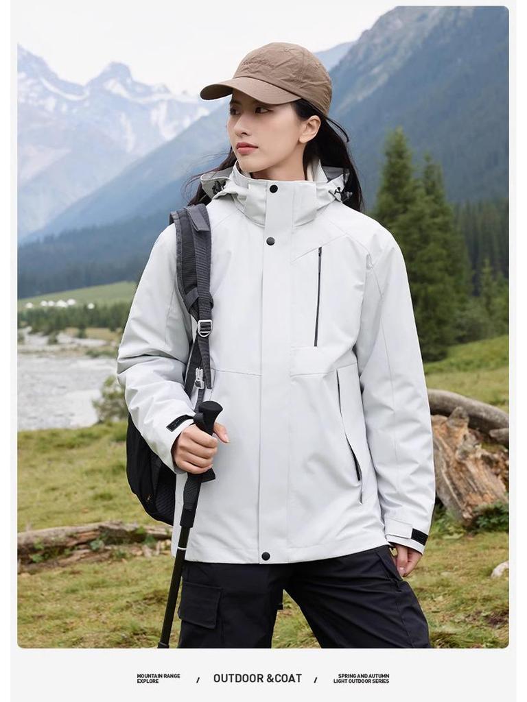 2024 Unisex 3-in-1 Windproof Outdoor Jacket with Detachable Fleece Lining for Autumn and Winter