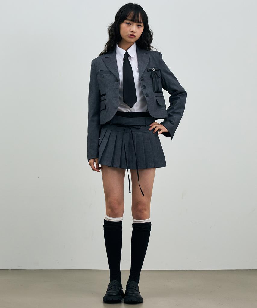 Alikim Scarlet Pleats Skirt Pants / Charcoal