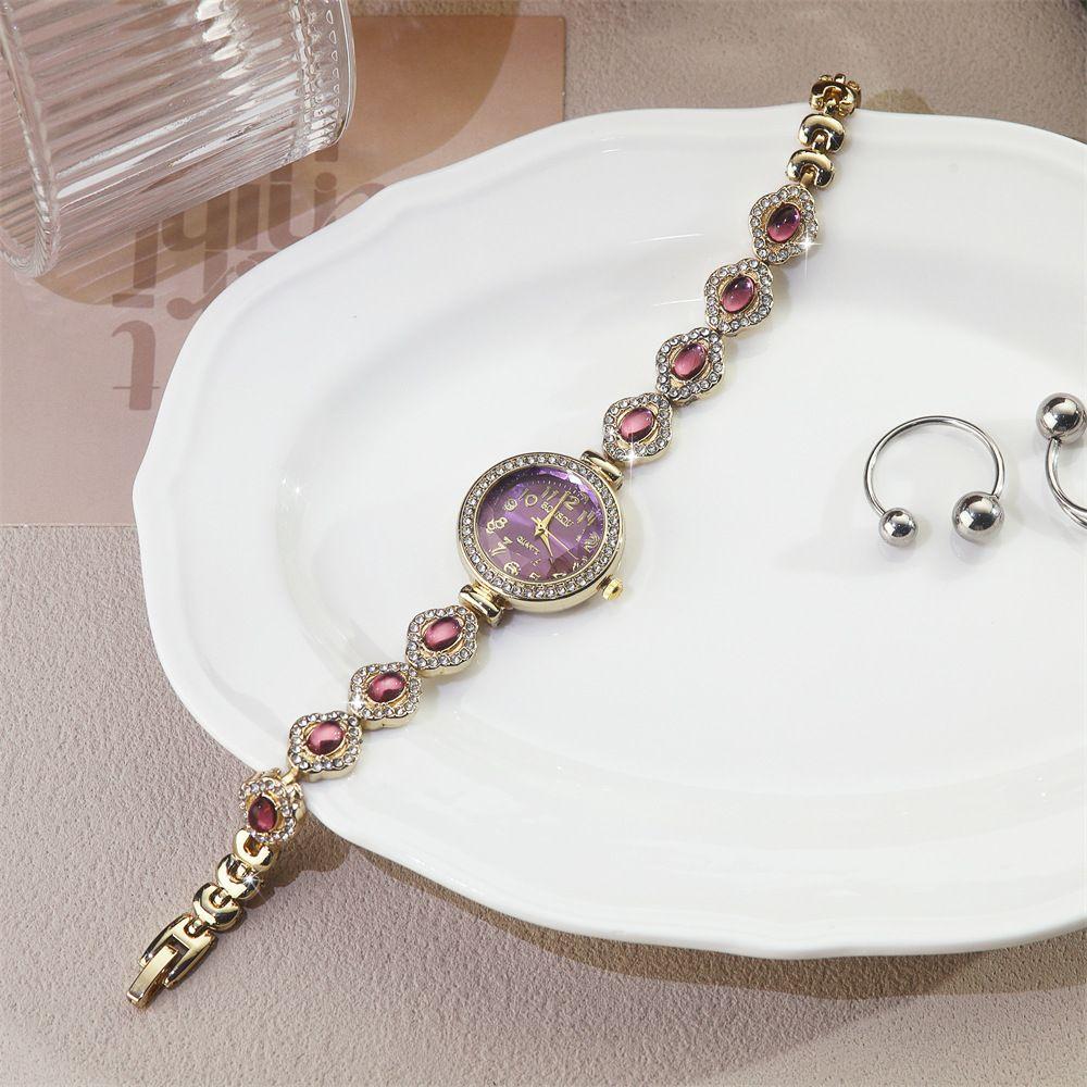 with Adjustable Bracelet Rotundity Shaped Watch Rhinestone Wrist Decoration  Women Girl