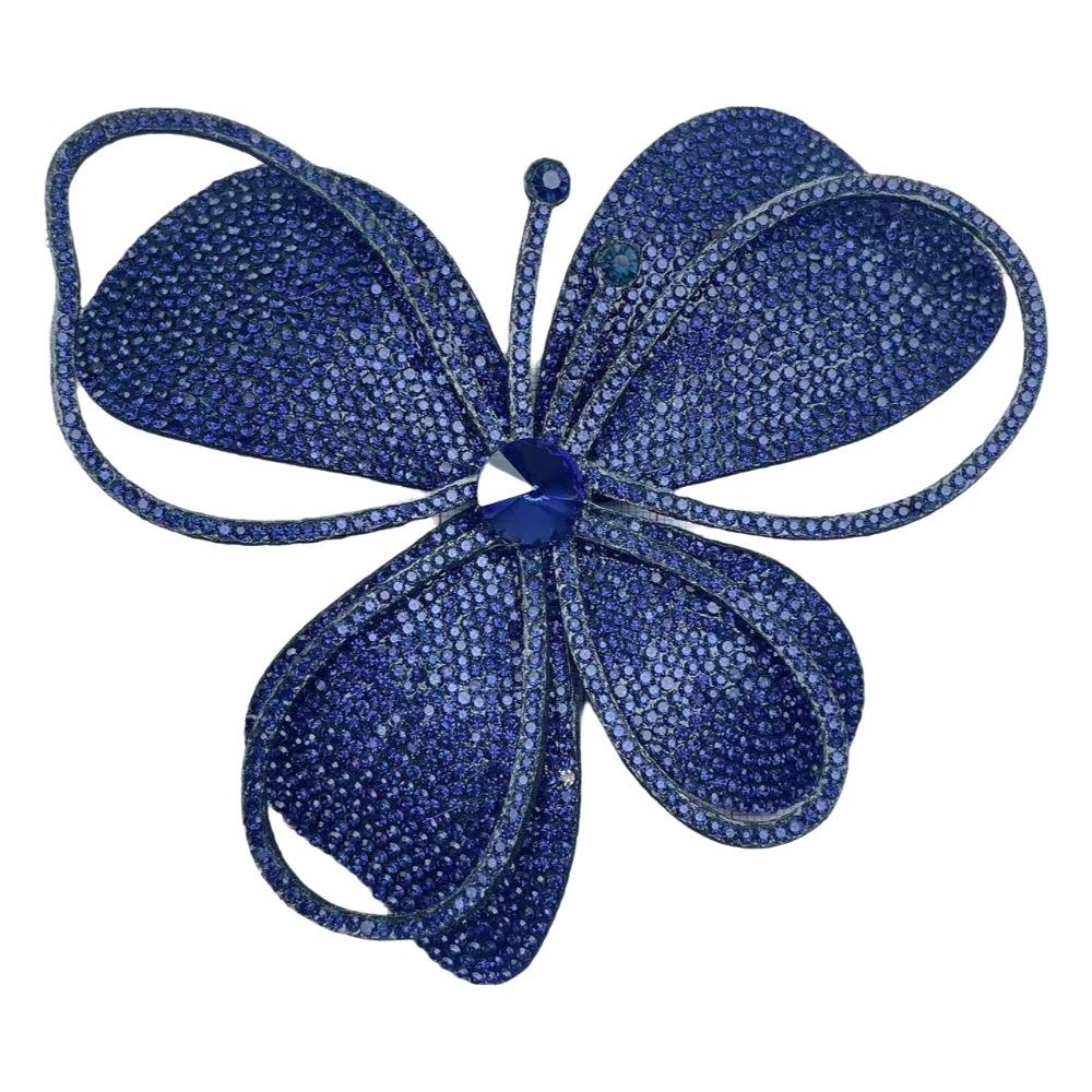 Butterfly Rhinestone Flower Patches Sparkling Sew-On Applique  Shoe Decoration темно-синий