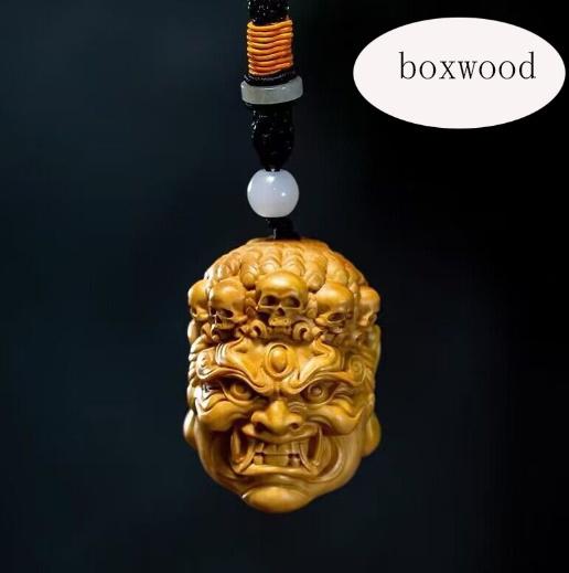 Solid wood- motionless Mingwang feng shui Buddha statue pendant Chinese Buddha statue Home, car, key decoration pendant