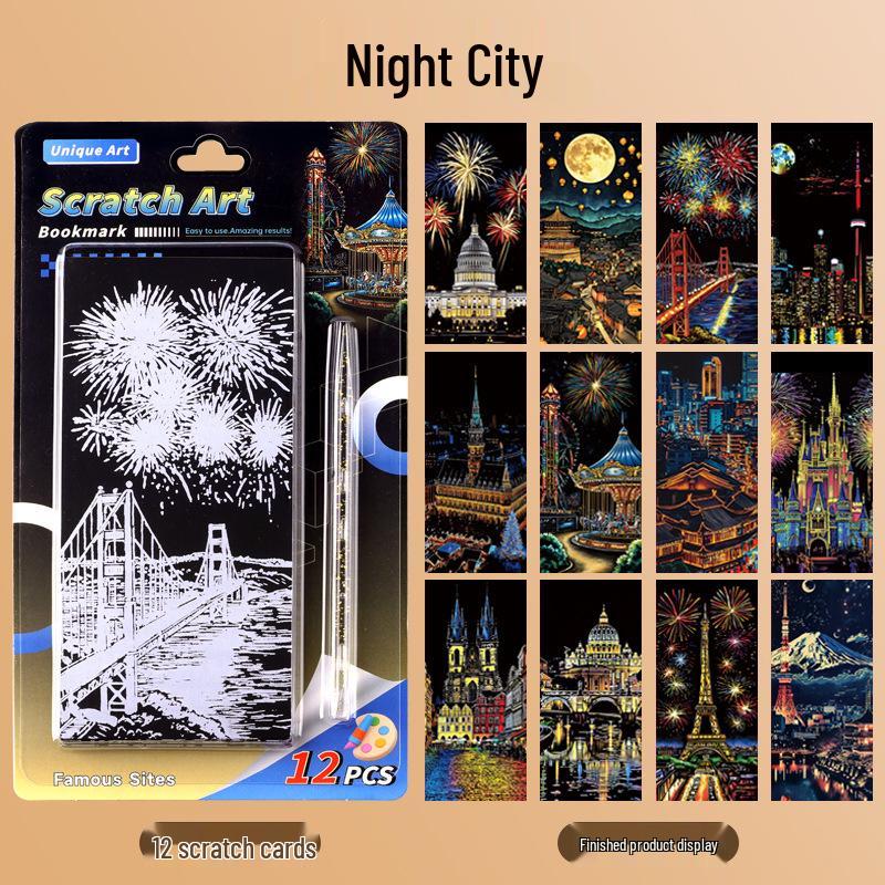 Färgglada DIY Skrapkonst Sticky Notes för Barn - Kreativa Stresslindrande Bokmärken