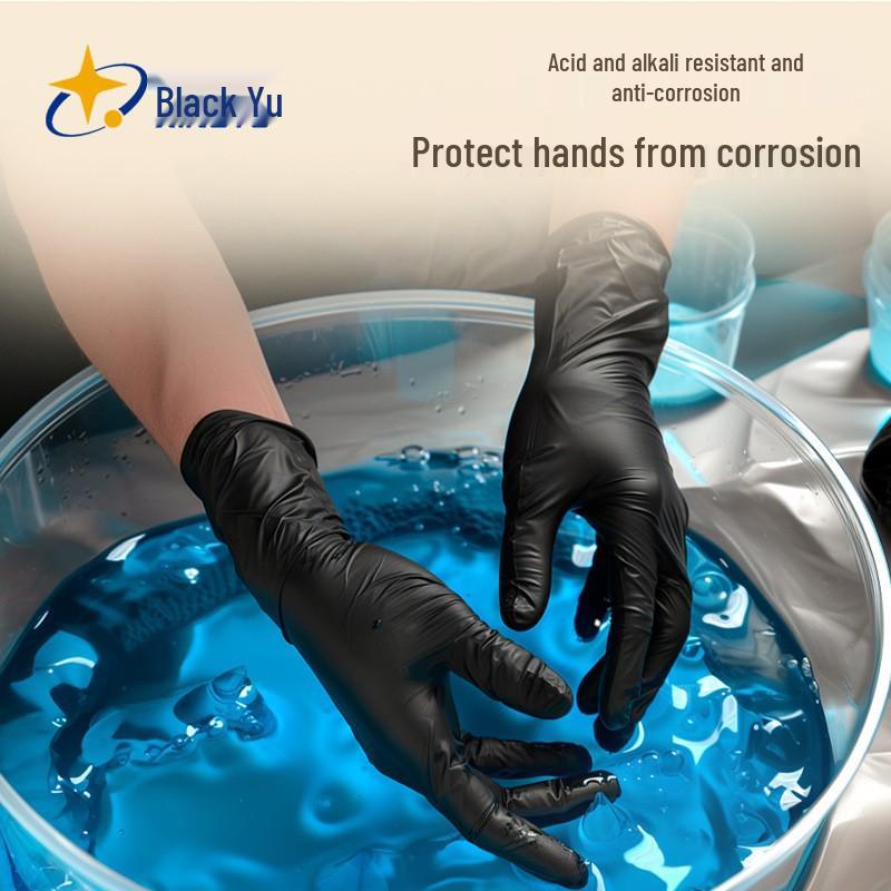 Blue/White/Black Nitrile Disposable Gloves - Tear-Resistant, Oil-Resistant, Waterproof, Non-Slip Hand Protection for Food Contact