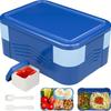Bento Lunch Box Adult 2 Tier Lunch Box, 6 Compartments, Plastic Adult and Youngsters's Work School Lunch Box 1550ml