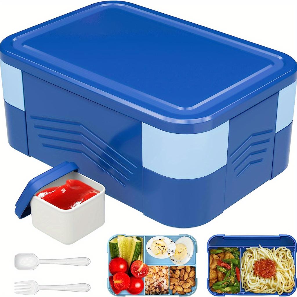 Bento Lunch Box Adult 2 Tier Lunch Box, 6 Compartments, Plastic Adult and Youngsters's Work School Lunch Box 1550ml