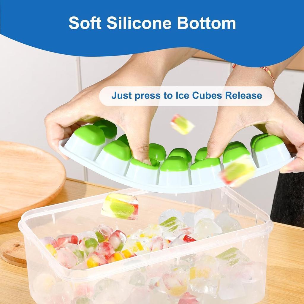 Ice Cube Tray with Lid 5 Pack, 60 Cubes Silicone Ice Cube Trays for Freezer, BPA-Free Easy Release Ice Molds, Stackable Dishwasher Safe Ice Cube