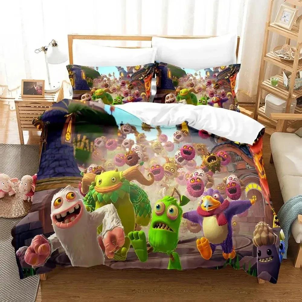 My Singing Monsters Anime Comfortable Duvet Quilt Cover Pillowcase Bedding Set Children Bedroom Decoration Home Textile