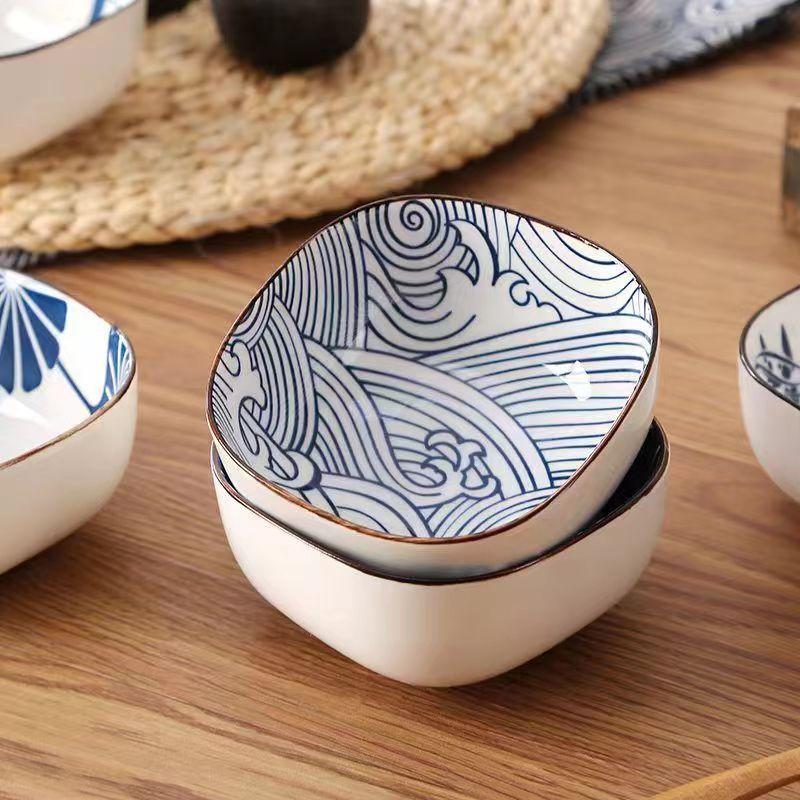 Japanese ceramic snack plate, sushi plate, yakiniku dipping saucer, dried fruit plate, creative cutlery square household plate