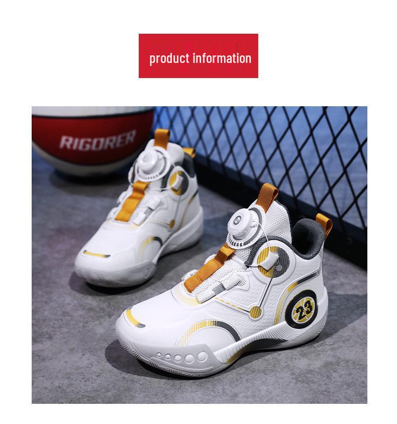 Kids' 2025 Spring/Autumn Basketball Shoes: Non-Slip, Rotary Button, Boys' Training Sneakers for Middle/Big Kids