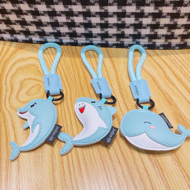 High Quality Blue Dolphin Shark Doll Keyrings Ornament Multipurpose Backpack Pendant With Lanyard Keychain