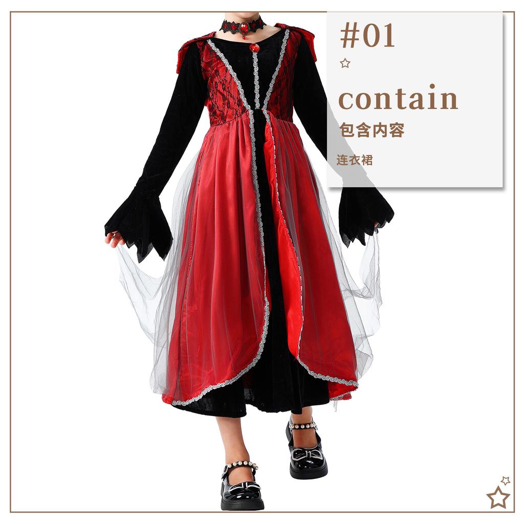 Halloween Children's Costumes Witch Dress Witch Dress Stage Costumes Vampire Demon Robe Medieval