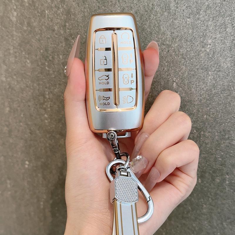 Flowing Sand Gold Key Case for Genesis G70, GV70, and G80