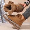 Muffin Lace-up Warm Cotton Shoes 2025 Winter New Platform Size Rhinestone Snow Boots for Women