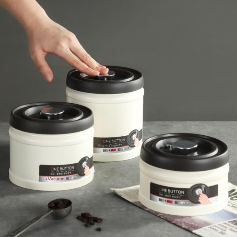 Coffee Bean Vacuum Sealed Tank Stainless Steel Grain Tea Nut Storage Vacuum Airtight Sealed Cans Kitchen Storage Organizer
