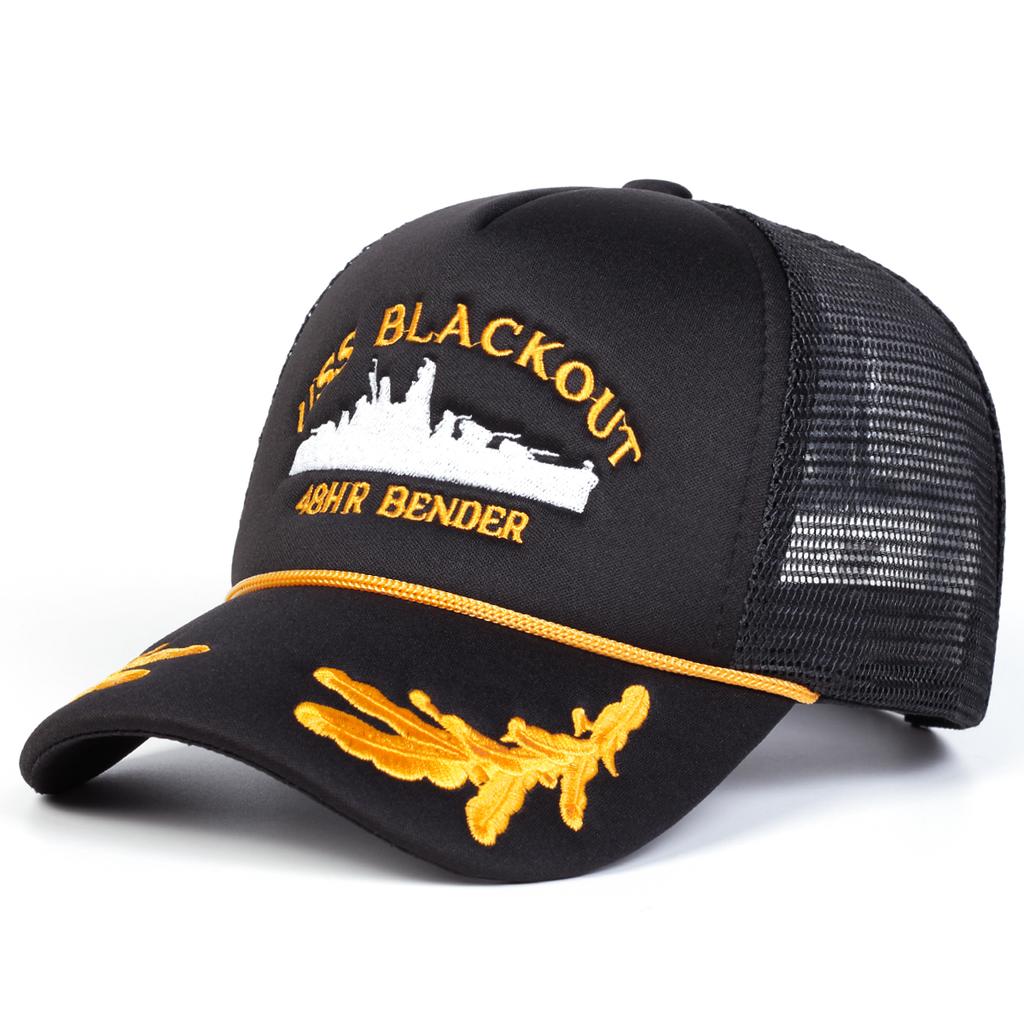Unisex USS BLACKOUT Letter Embroidery Baseball Net Caps Adjustable Casual Hats Spring and Summer Outdoor Sunscreen Hat